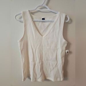 Old Navy White Ribbed Knit Tank Top
